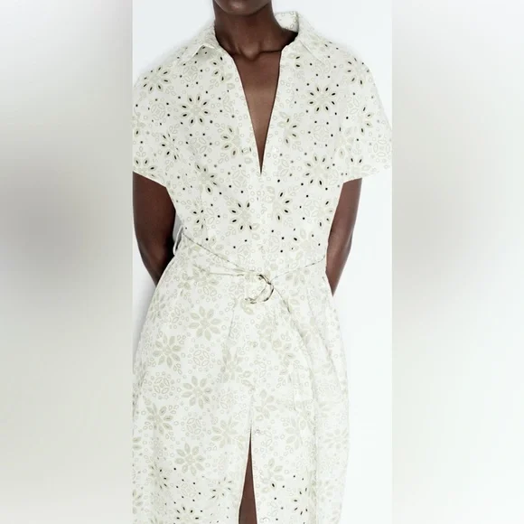 Zara Rubberized Embroidery Midi Dress - Picture 4 of 11